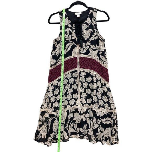 Loft Outlet Sleeveless Print Boho Dress, Sz Small, Chiffon Ruffle Tassel Lace - Picture 10 of 12